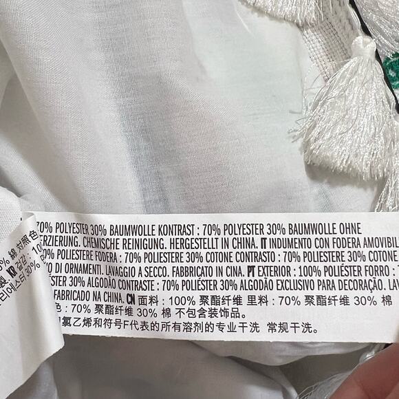 Free The Roses Embroidered Tassel Floral Fully Lined Jacket White Womens Size S - Picture 9 of 9